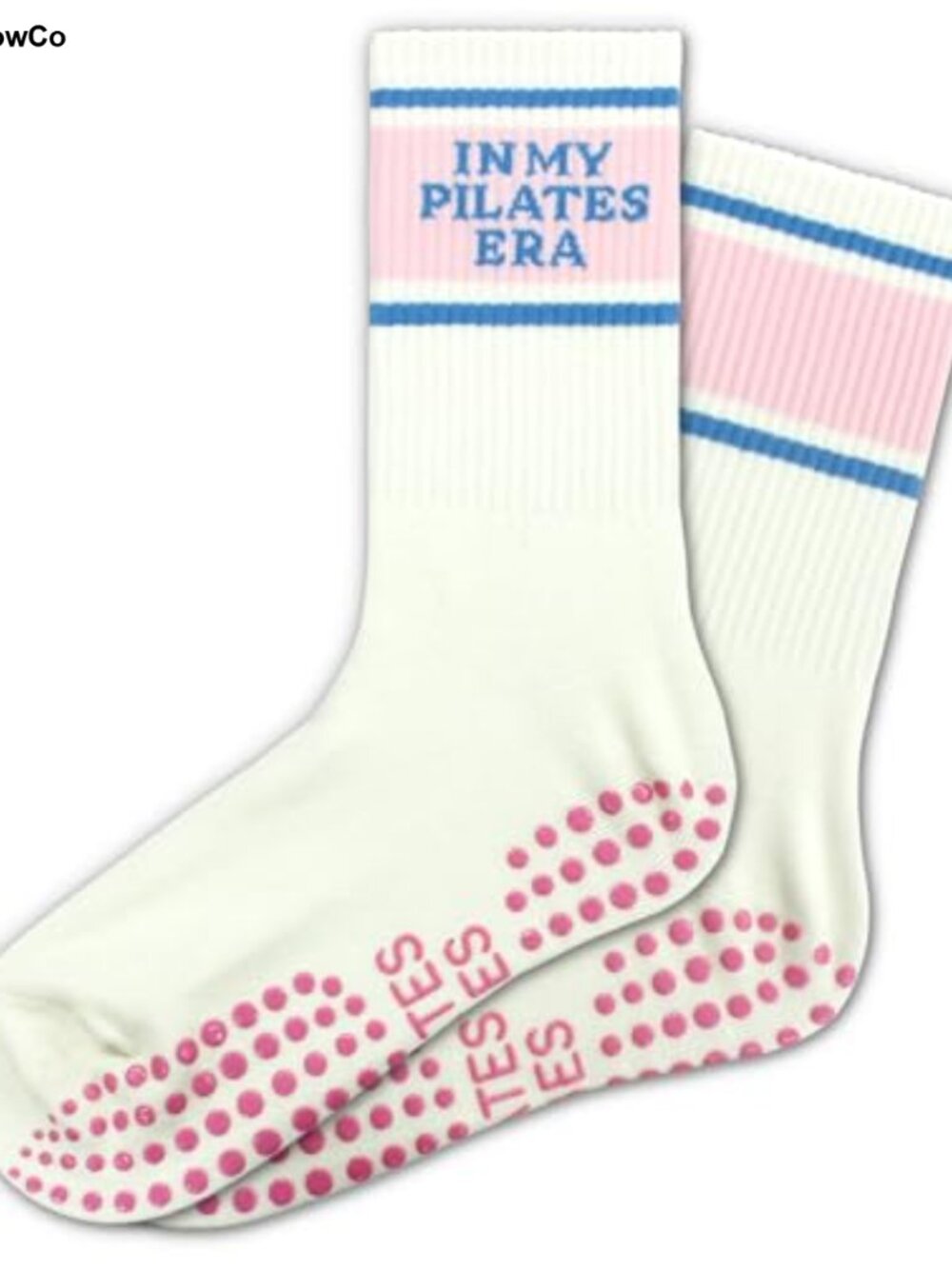 Pilates Grippy Socks Non-Slip Cotton Blend Crew Socks for Women Yoga Barre Dance